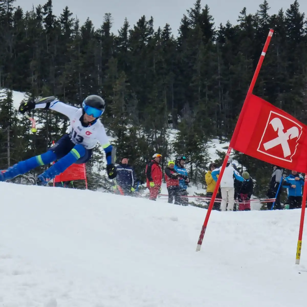 Rennläufer passiert ein rotes Riesentorlauf-Tor | © Albert Reiter